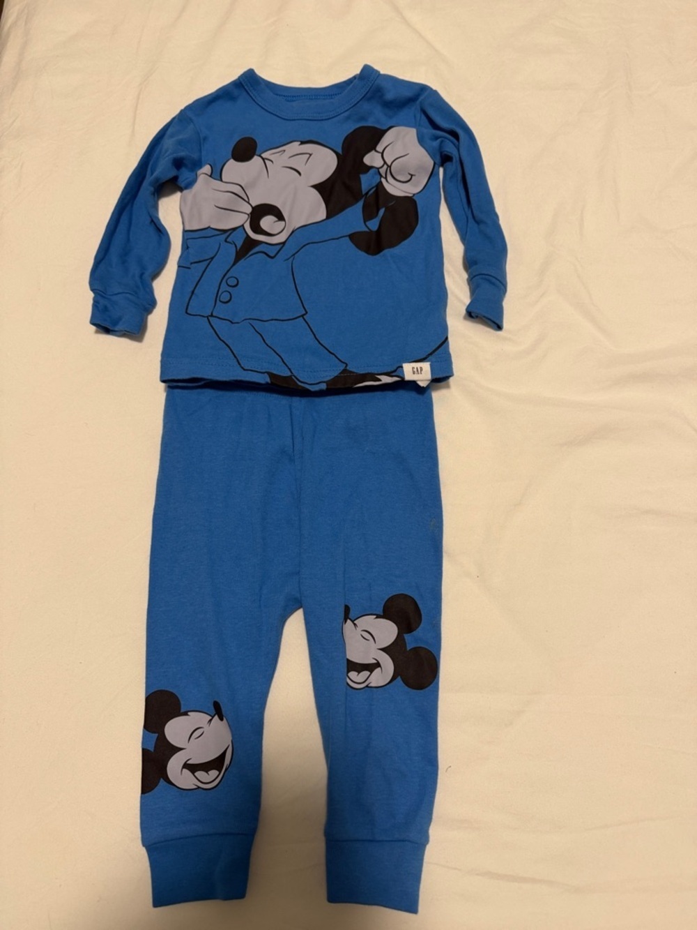 GAP Kids Blue Mickey Mouse Two-Piece Pajama Set 6 months
